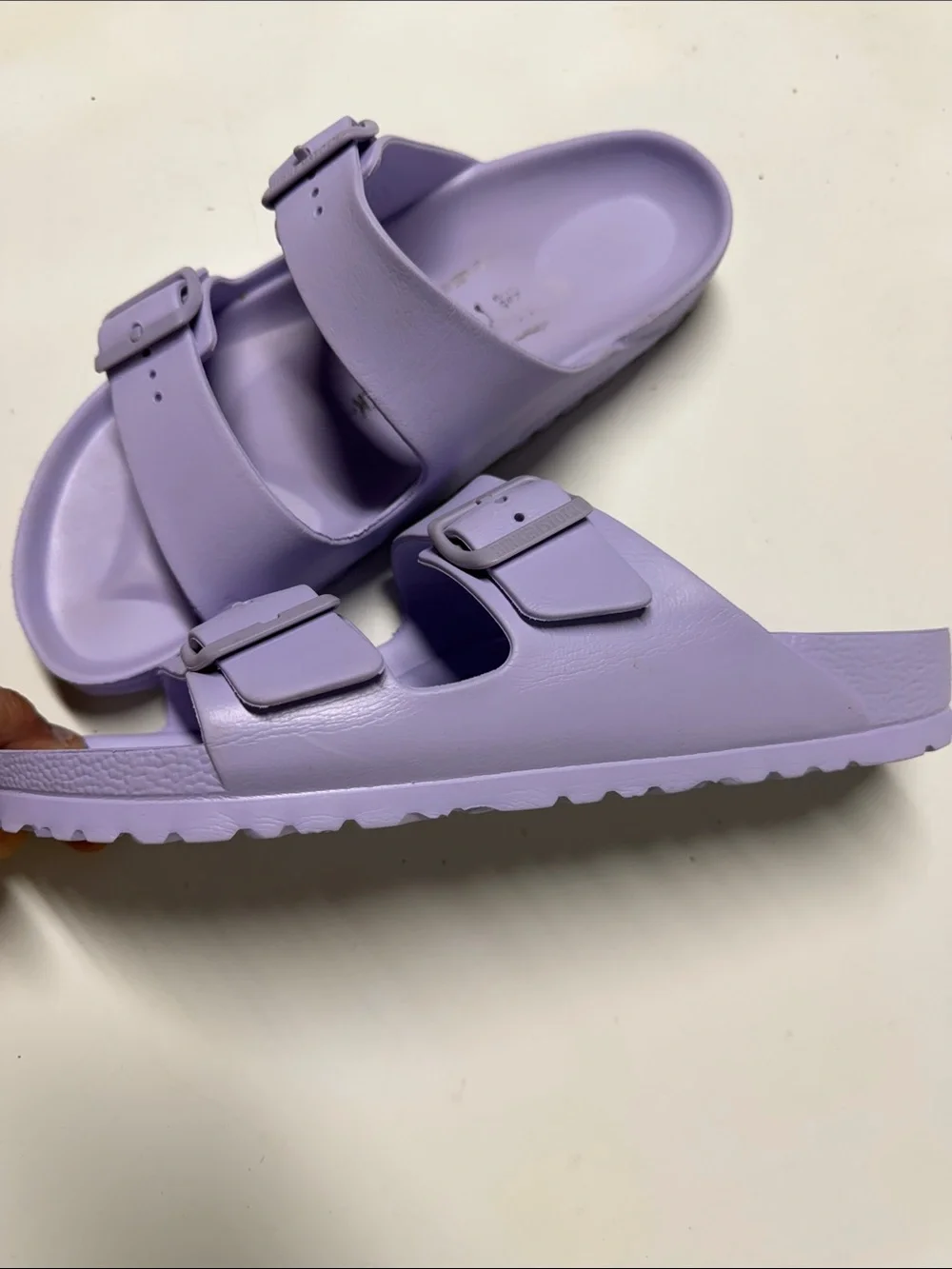 Birkenstock Two-Strap EVA Sandals in Lavender size 10-10.5